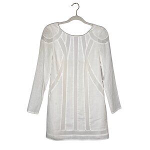 Finders Keepers Turning Tables Long Sleeve Dress Size XS White Sheer Paneled